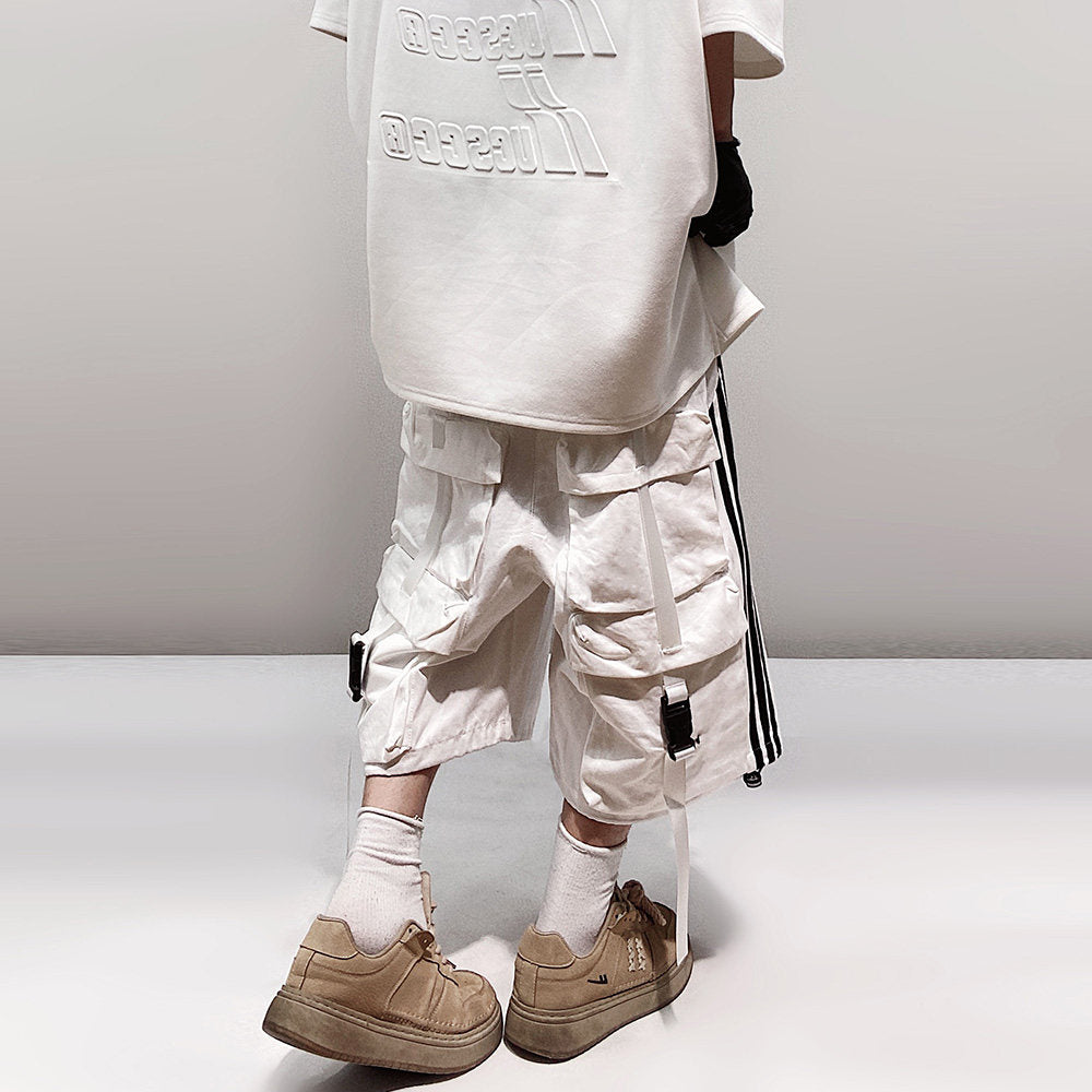 Pocket Design Wide-leg Cropped Cargo Pants WN23660-K