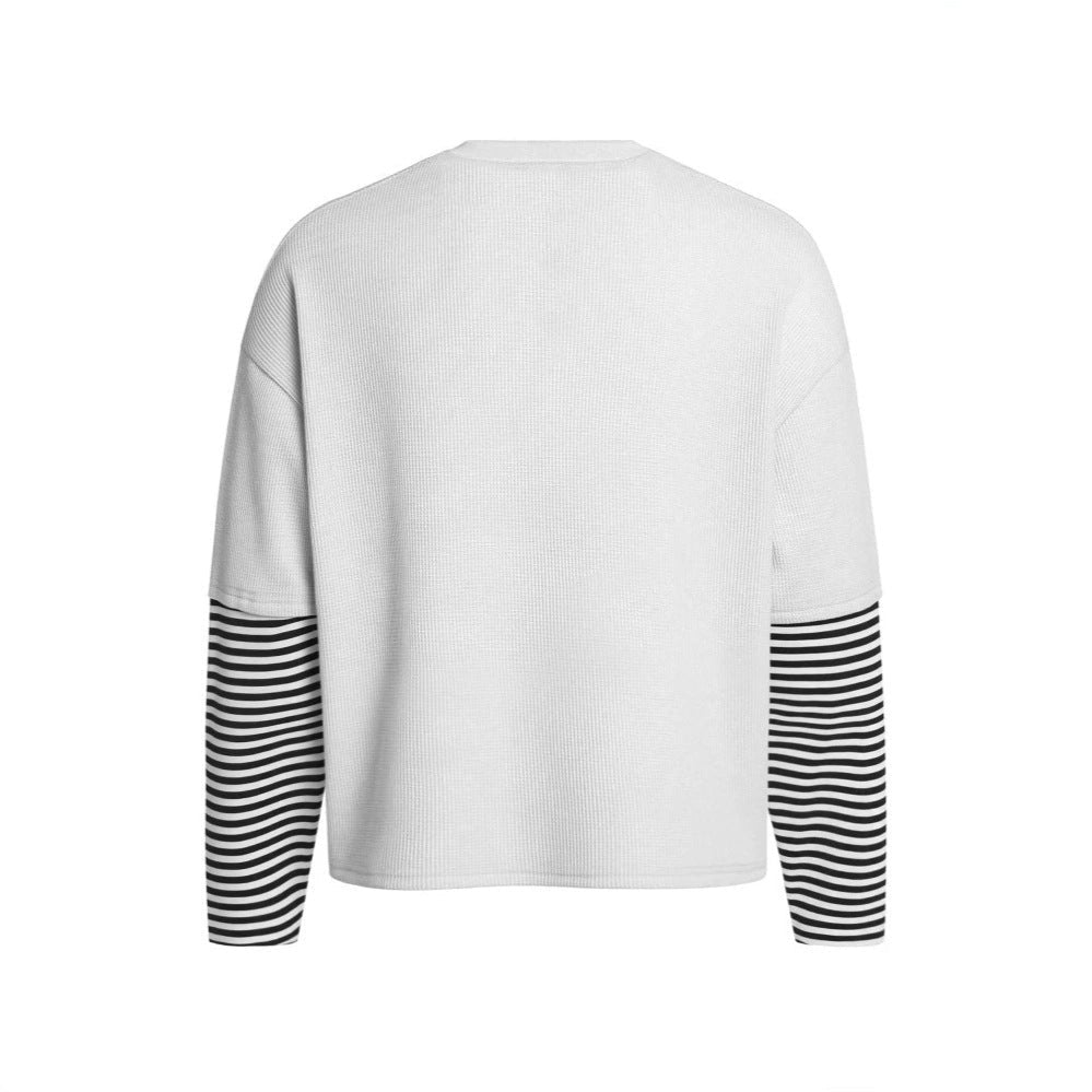 Fake Layered Stripe Graphic Long Sleeve T-Shirt WN27983