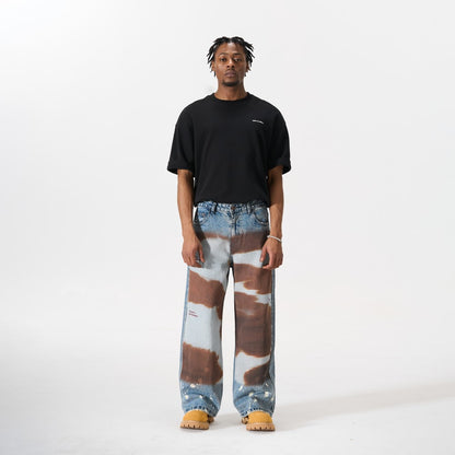 Embroidery Paint Wash Wide Leg Denim Jeans WN27958