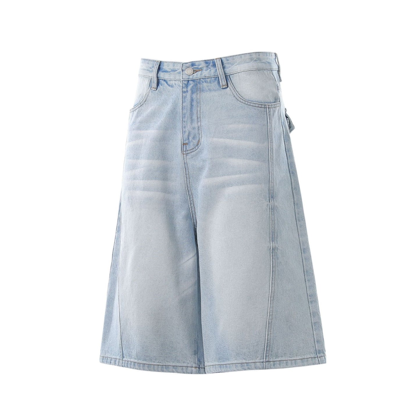Denim Wash Wide Leg Half Pants WN25644