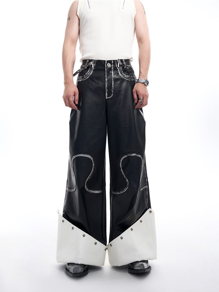 Oversize PU Leather Jacket & Wide Leg PU Leather Pants Setup WN10175