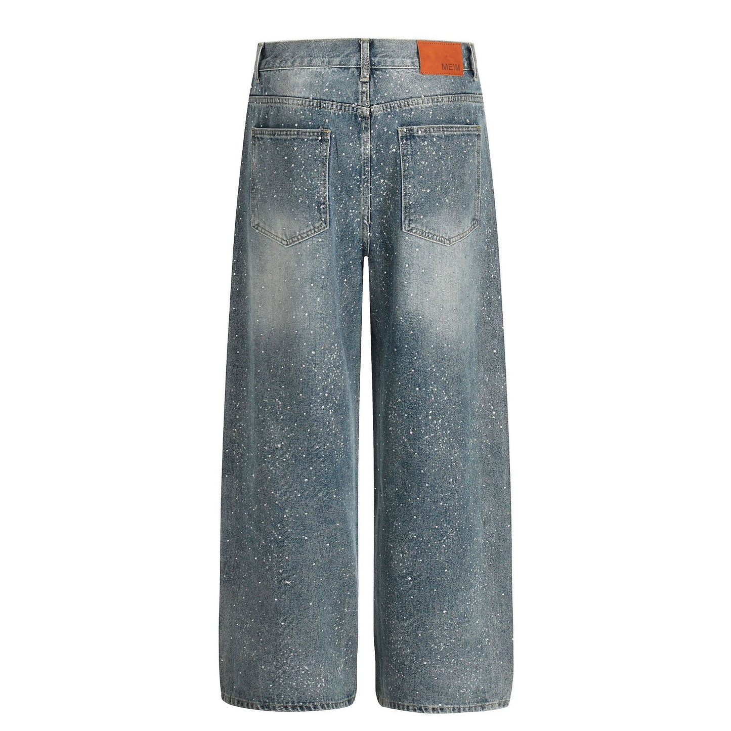 Paint Splatter Washed Wide Leg Denim Jeans WN26146