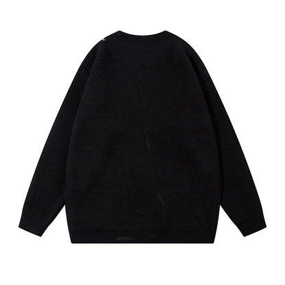 Jacquard Zipper Detail Knit Sweater WN11451