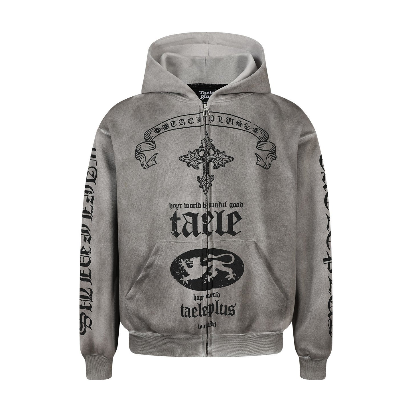 Washed Dirty Dye Zipper Hoodie WN23067