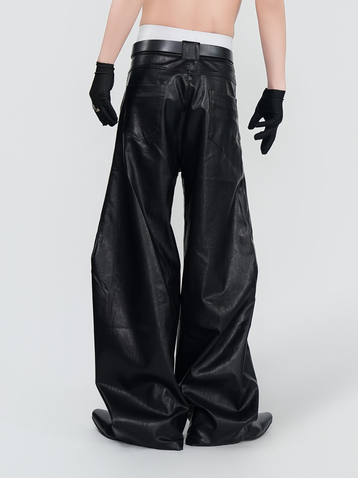 PU Leather Wide Leg Pants WN24298