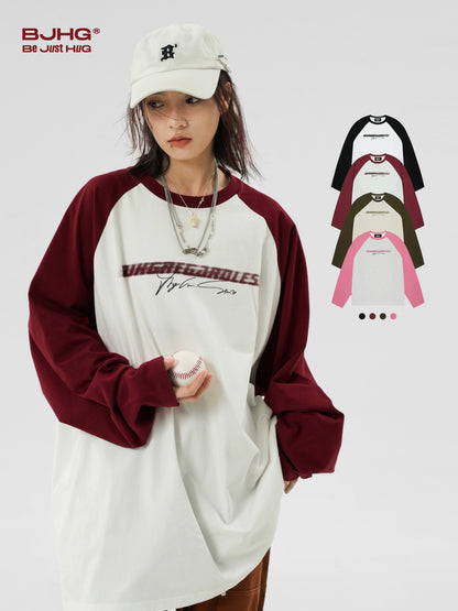 Oversize Cotton Raglan Long Sleeve T-Shirt WN9760