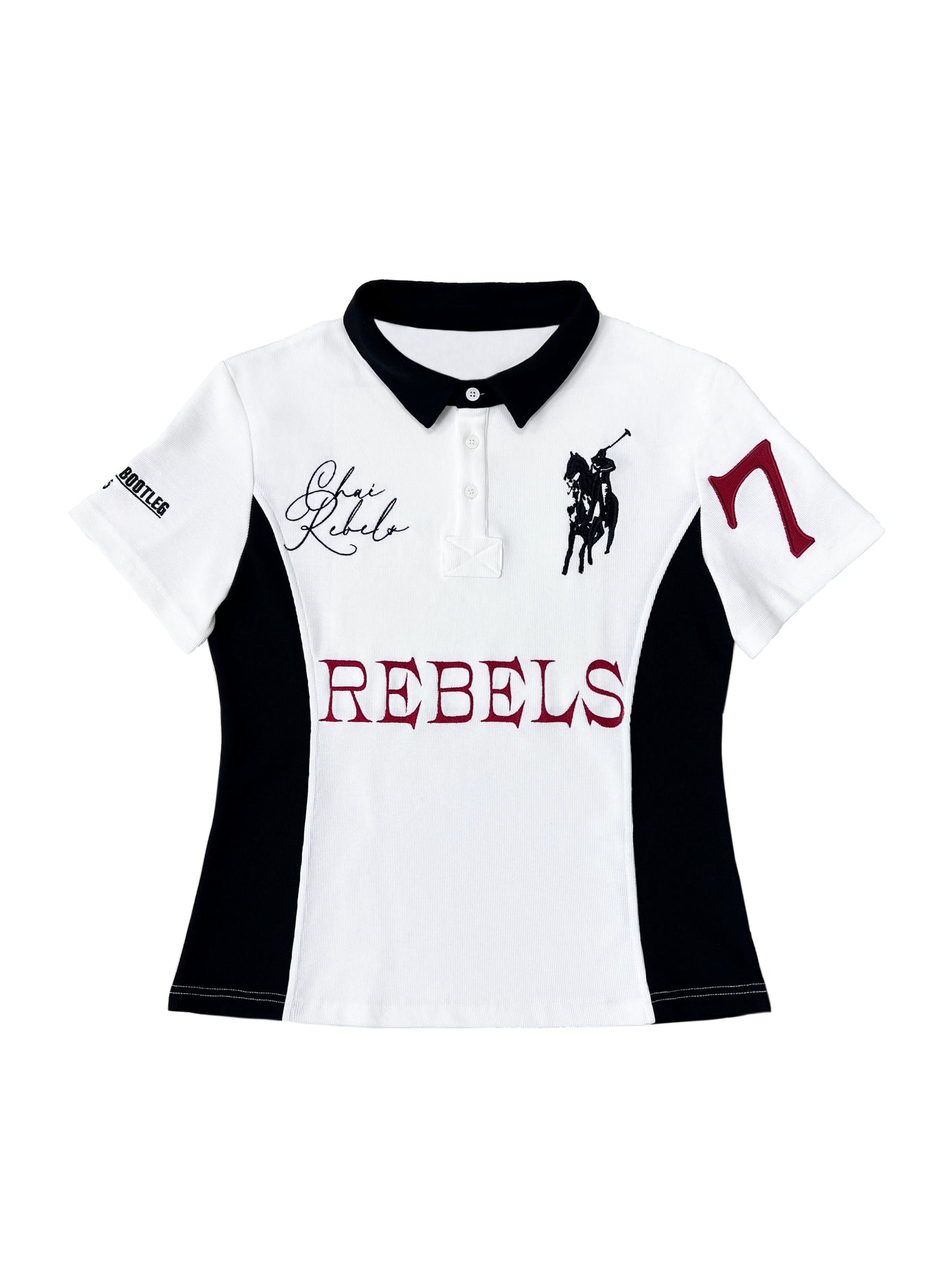 Embroidery Patchwork Polo Short Sleeve T-Shirt WN19101