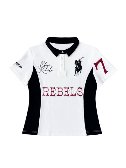 Embroidery Patchwork Polo Short Sleeve T-Shirt WN19101