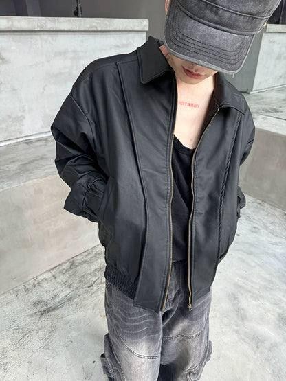 Washed PU Leather Zipper Jacket WN21162