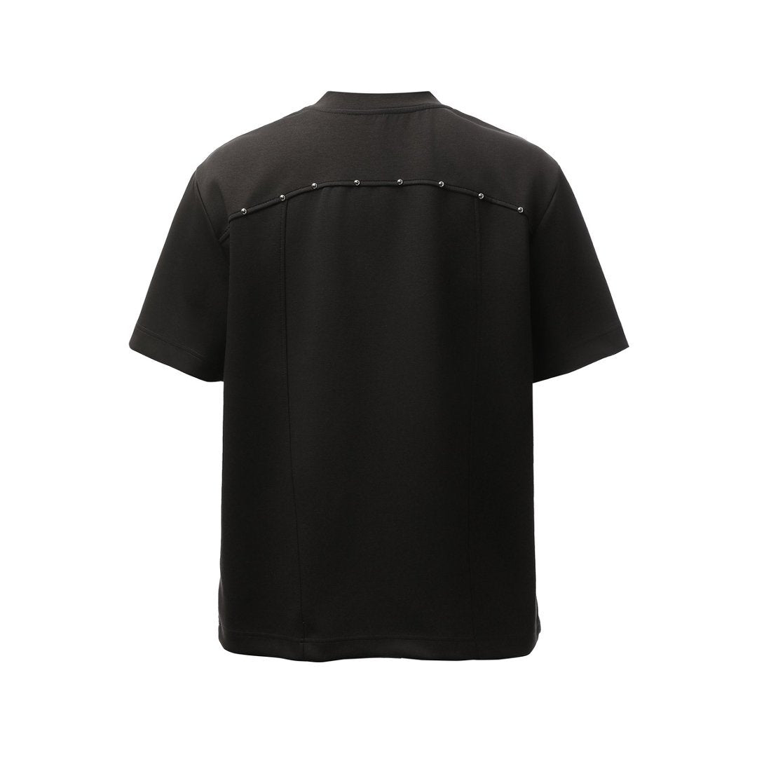 Heavyweight Double Yarn Deconstruction Beads Oversize Short Sleeve T-Shirt WN26083