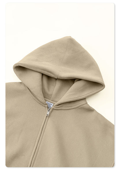 Fleece Lining Oversize Washed Zipper Hoodie WN9943