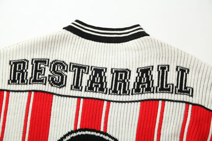 Number Stripe V-Neck Short Sleeve Knit T-shirt WN25630
