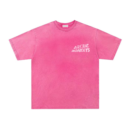 Washed Letter Print Short Sleeve T-Shirt WN26761