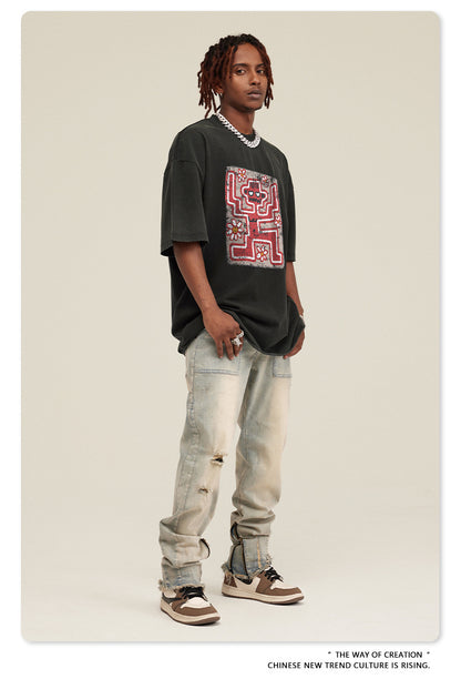 Washed Print Short Sleeve T-Shirt WN7824