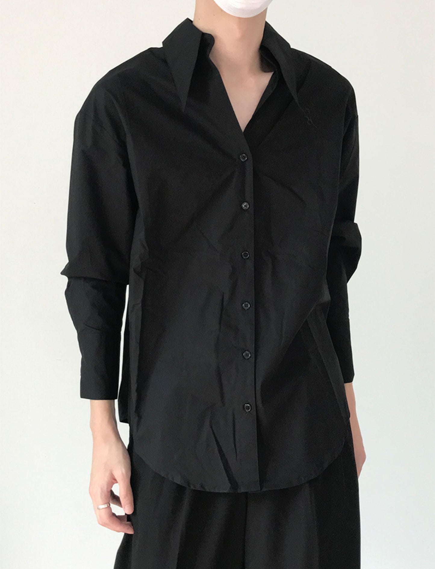 Disco Pointed Collar Long Sleeve Shirt WN21529