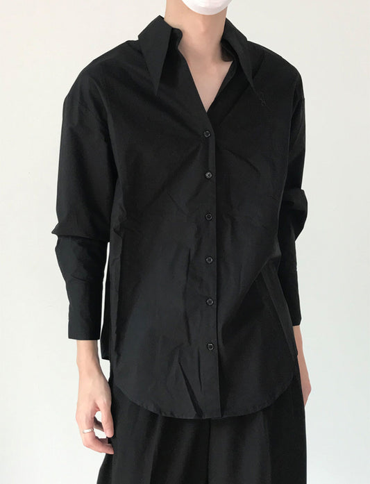Disco Pointed Collar Long Sleeve Shirt WN21529