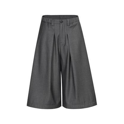 Wide Leg Pleats Half Trousers WN25967