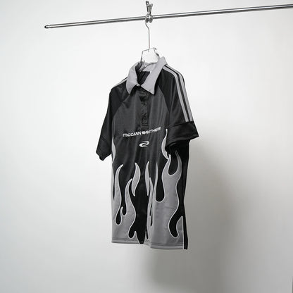 Bicolor Flame Embroidery Short Sleeve T-Shirt WN17386