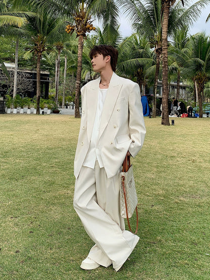 Double-Breasted Tailored Jacket & Wide Leg Trousers Setup WN20395