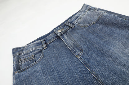 Embroidery Bead Wide Leg Short Denim Pants WN25628