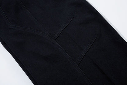 Washed Curved Panel Denim Jeans WN13127