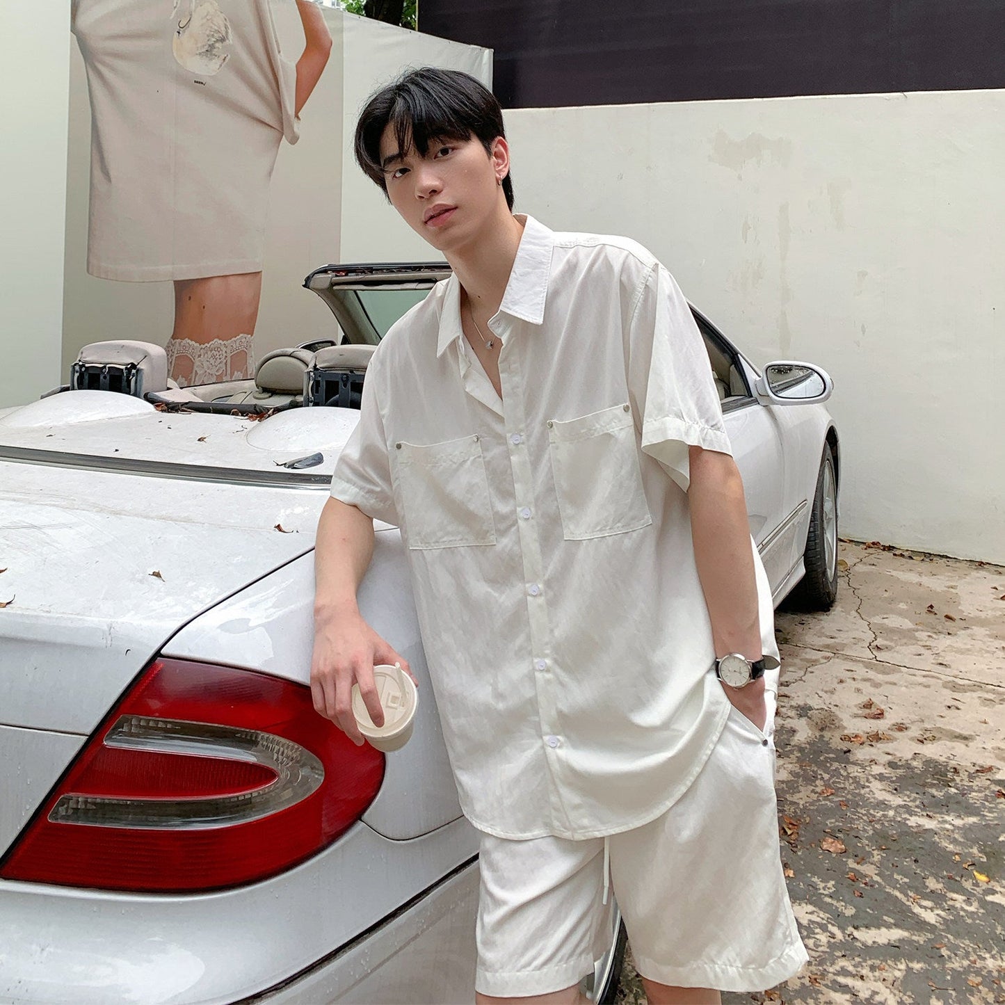 Oversize Short Sleeve Shirt & Half Pants Setup WN24884