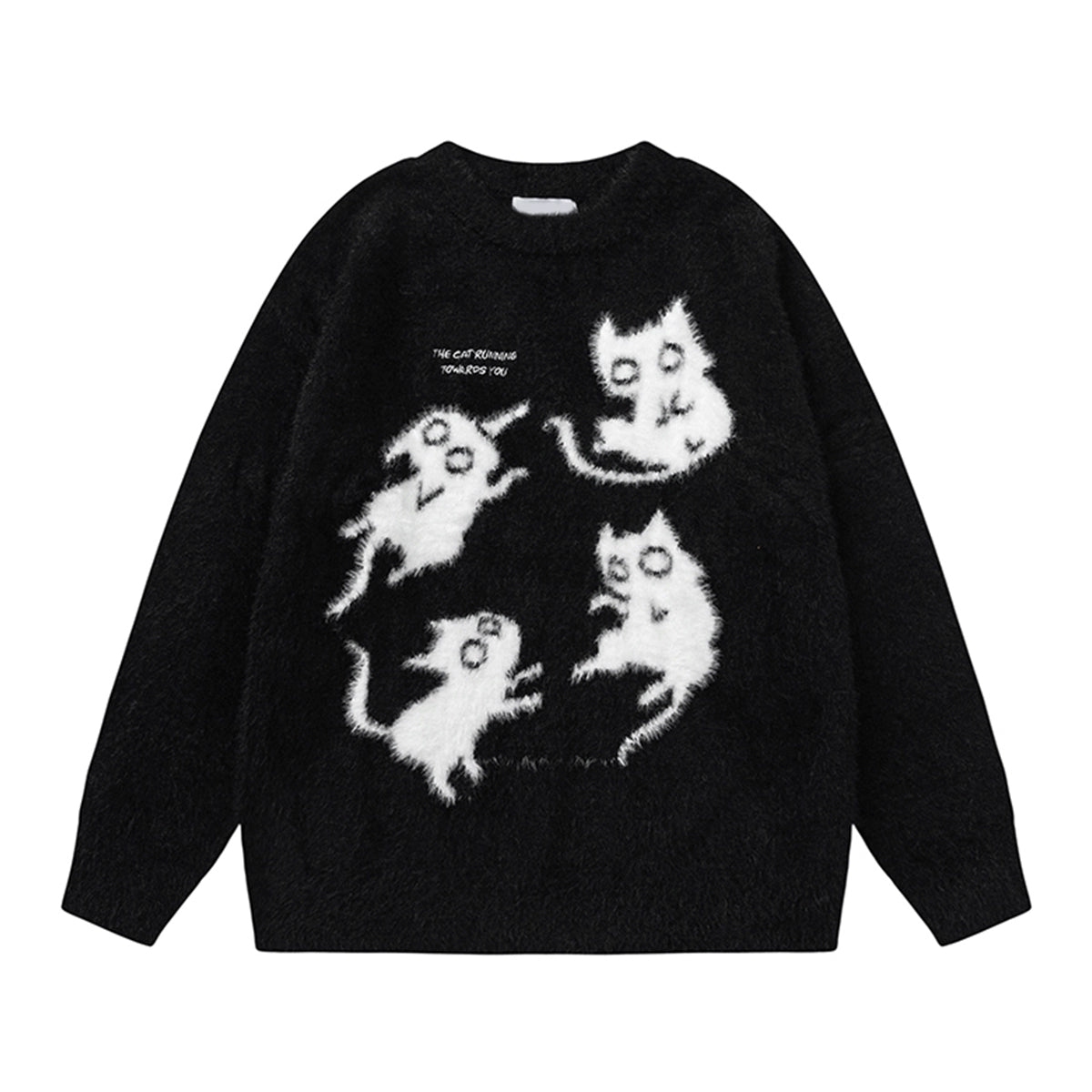 Cat Design Oversize Knit Sweater WN10239