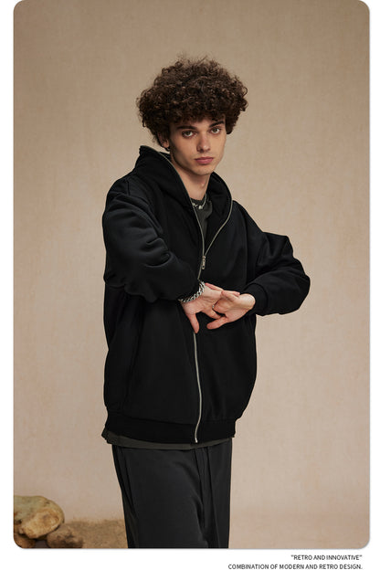 Oversize Plain Zipper Hoodie WN9971