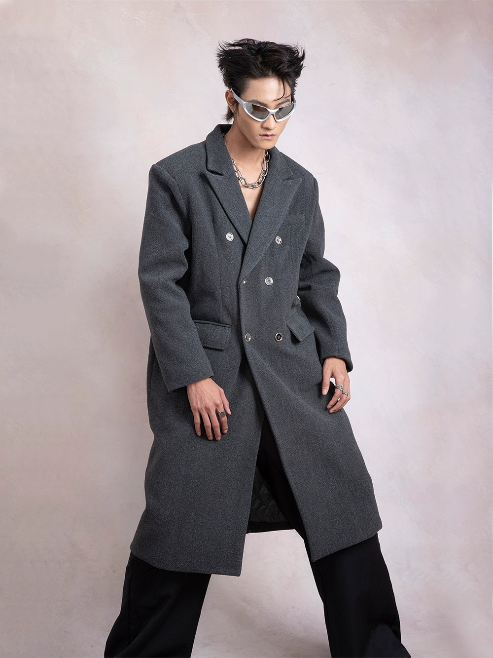 Shoulder Pad Over-Knee Coat WN9267