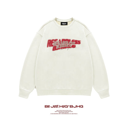 Letter Print Suede Oversize Sweatshirt WN9718