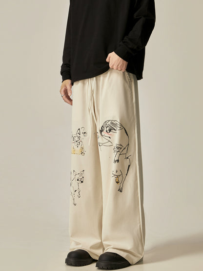 Graffiti Print Design Straight Leg Pants WN8969