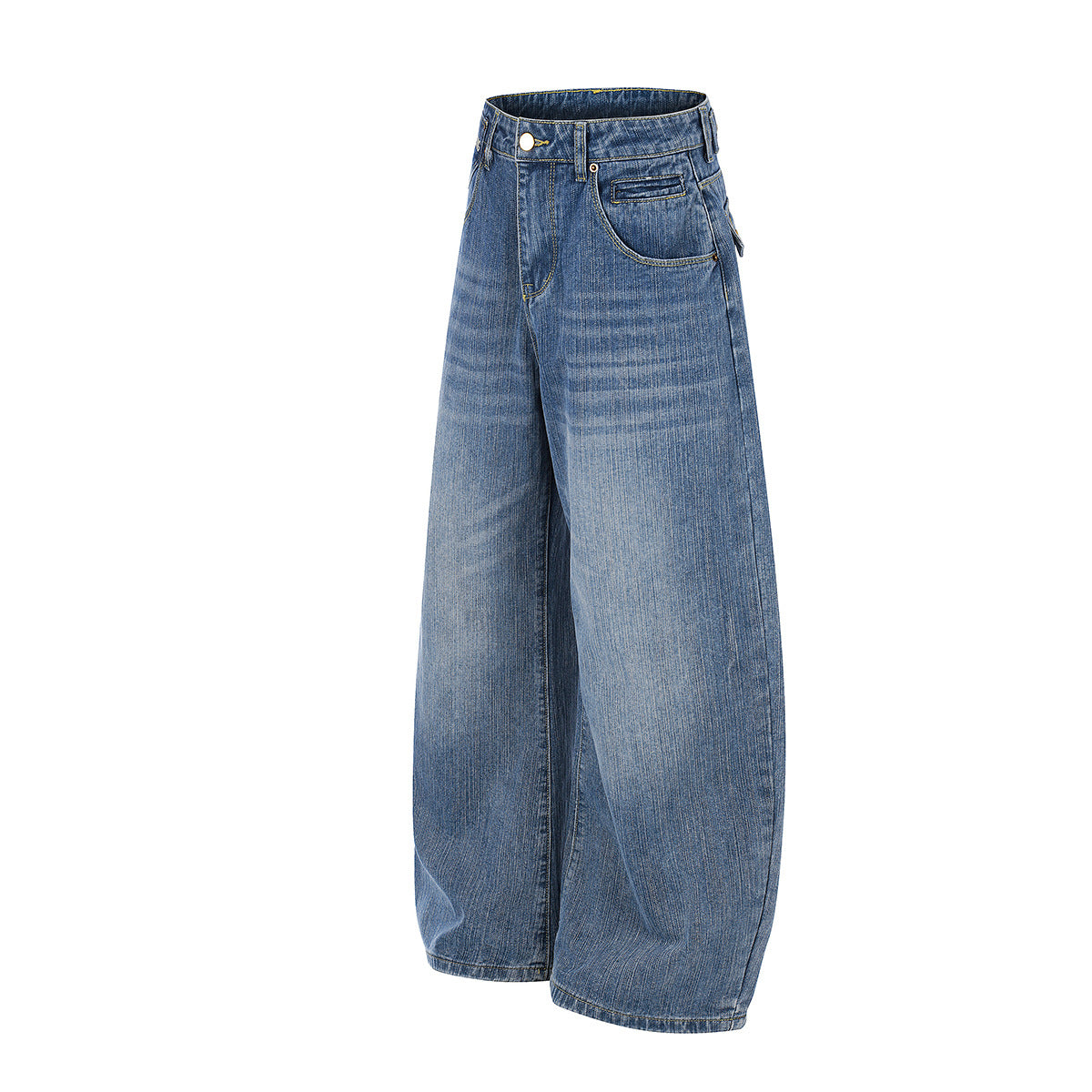 Washed Logo Embroidery Wide Leg Denim Jeans WN25548