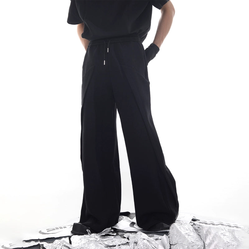 Deconstructed Patchwork Drape Effect Straight Sweatpants WN18713