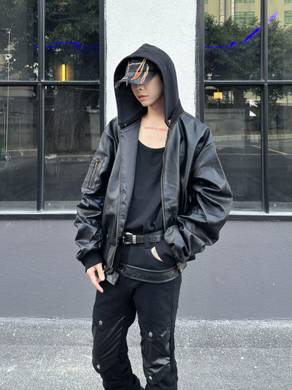 Heavyweight Wrinkle PU Leather Jacket WN23008