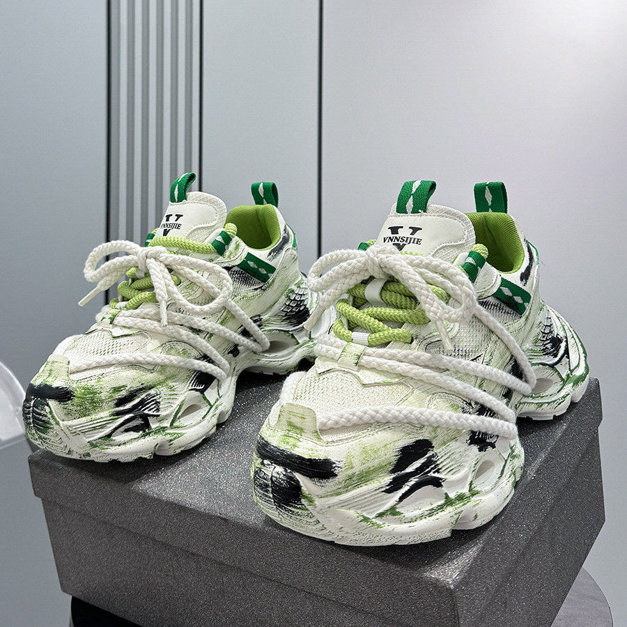 Paint Splash Rope Lace Chunky Sole Sneakers WN24635