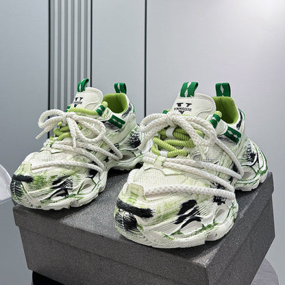 Paint Splash Rope Lace Chunky Sole Sneakers WN24635