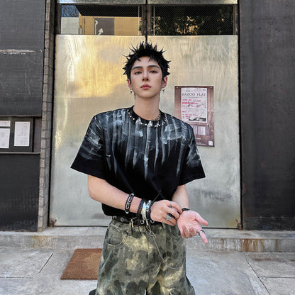 Oversize Contrast Print Short Sleeve T-Shirt WN25119