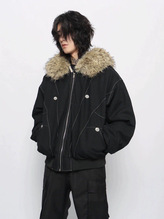 Thick Fleece Lining Fur Collar Hooded Jacket WN13147