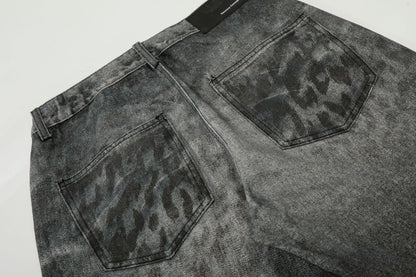 Washed Whisker Straight Denim Jeans WN26074