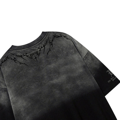 Gradient Thorn Print Short Sleeve T-Shirt WN25510