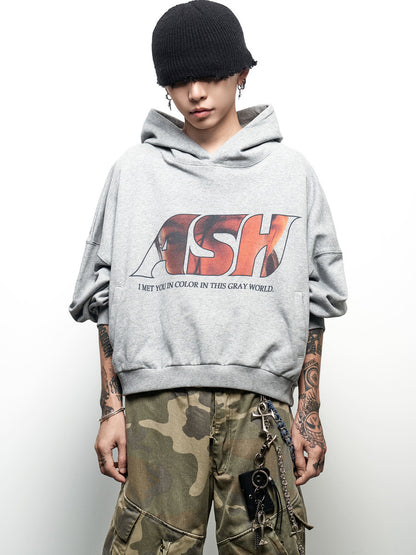 Letter Print Cropped Oversize Hoodie WN22971