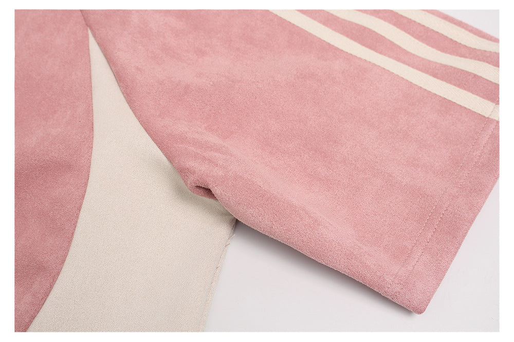 Suede Raglan Embroidery Short Sleeve T-Shir WN26430