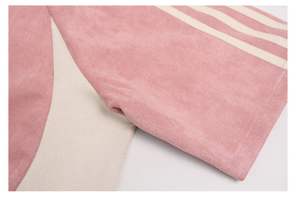 Suede Raglan Embroidery Short Sleeve T-Shir WN26430