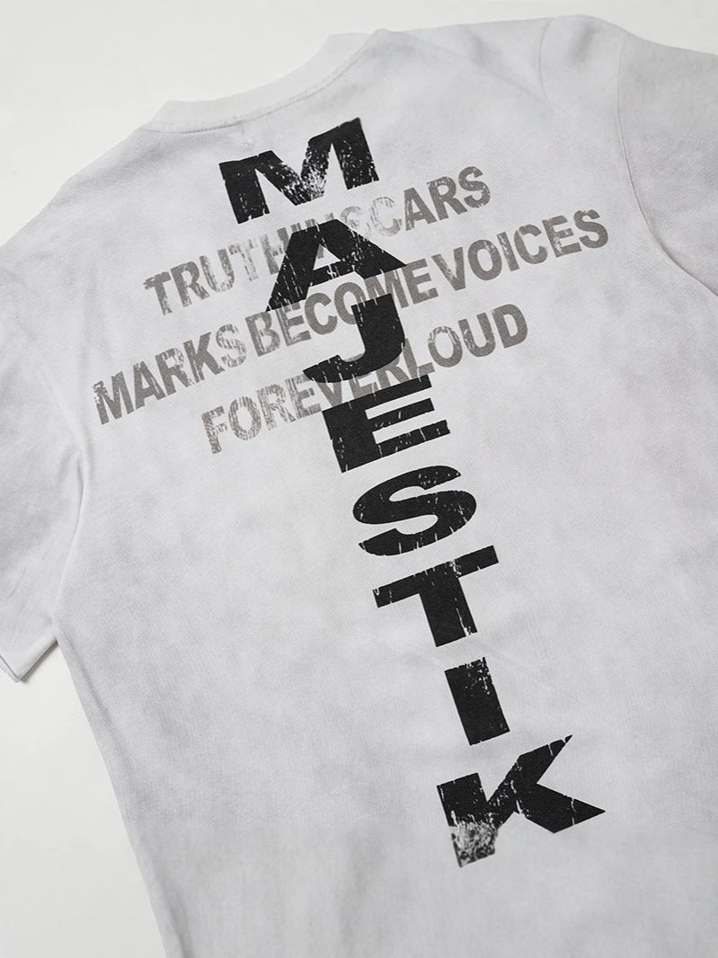 Washed Art Graphic Print Short Sleeve T-Shirt WN27822