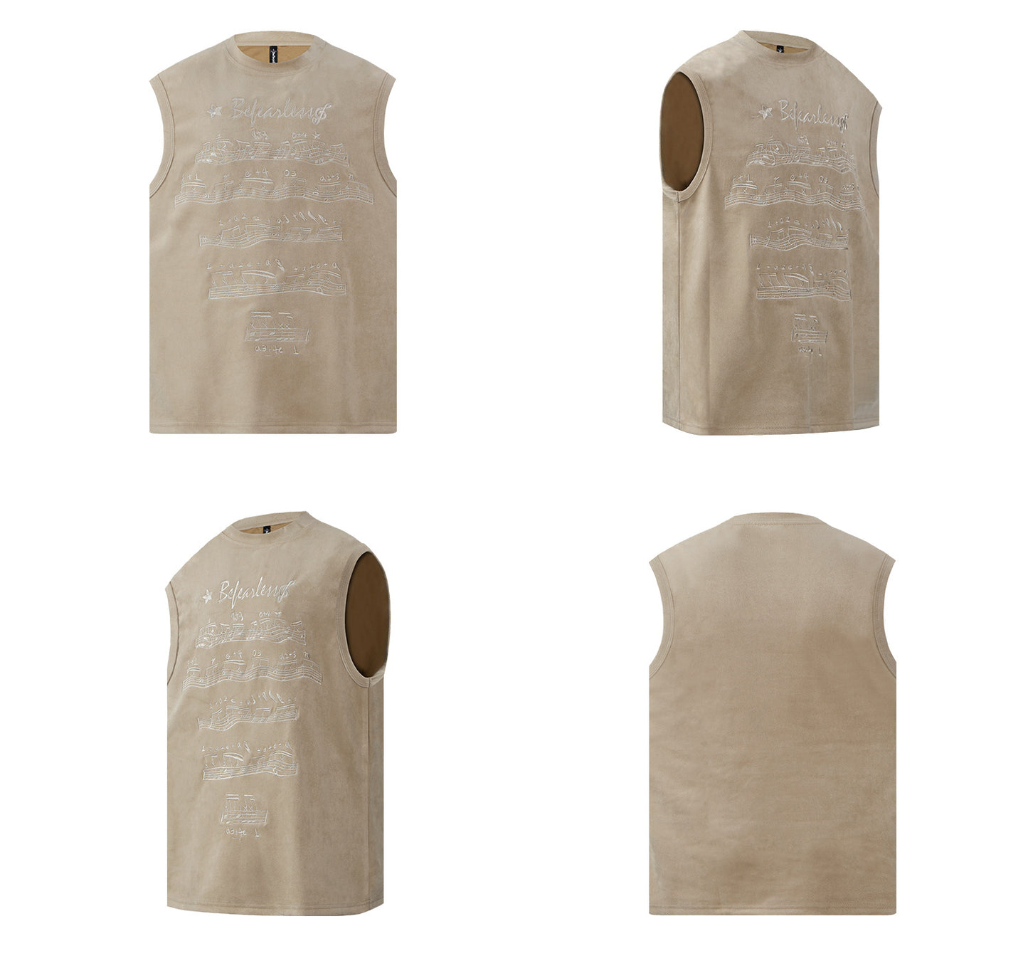 Embroidery Music Note Sleeveless T-Shirt WN26256