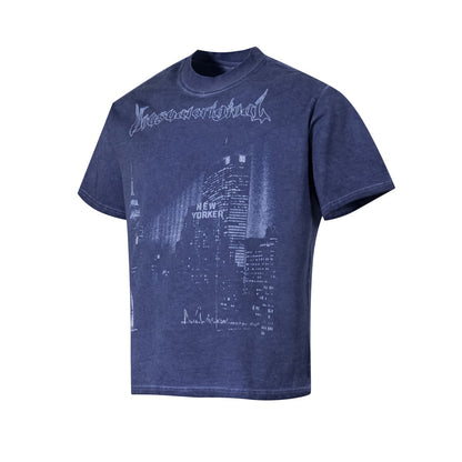 Washed City Print Short Sleeve T-Shirt WN25828