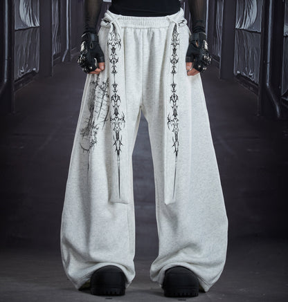 Graphic Print Detachable Strap Wide Leg Sweatpants WN22856