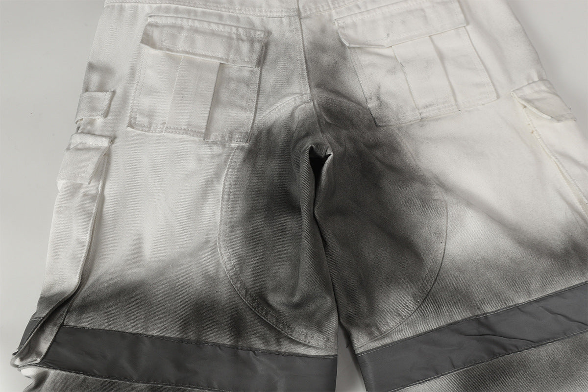 Spray Print Wide Leg Cargo Pants WN23110