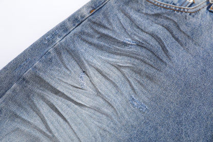Frayed Distressed Denim Half Jeans WN25413