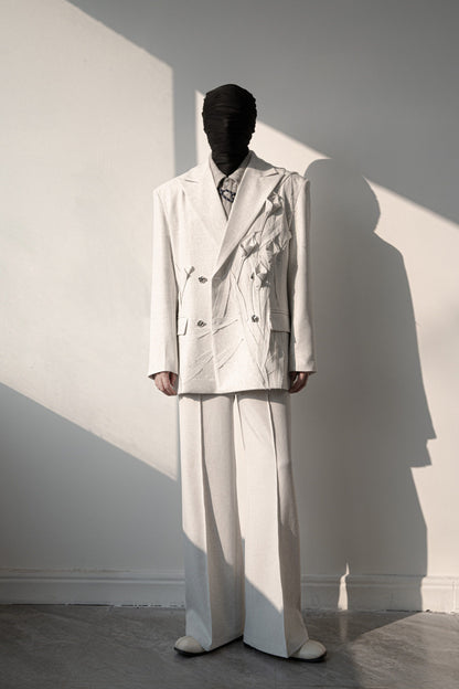 Handmade 3D Flower Tailored Jacket & Trousers Setup WN23646